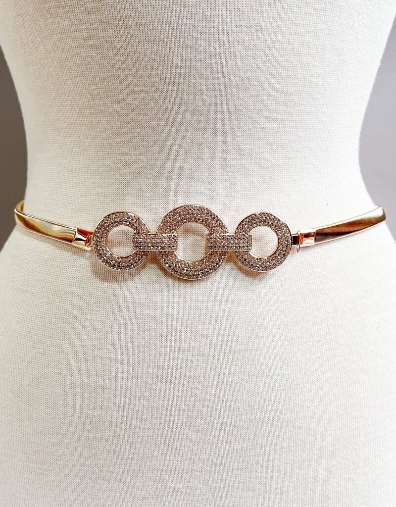 Rhinestone Buckle Stretchy Belt G