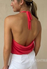 Halter V Neck Back Strap Mesh Top