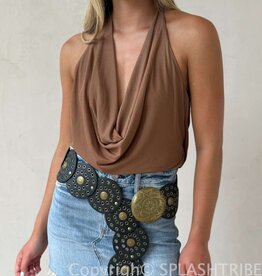 Halter V Neck Back Strap Mesh Top