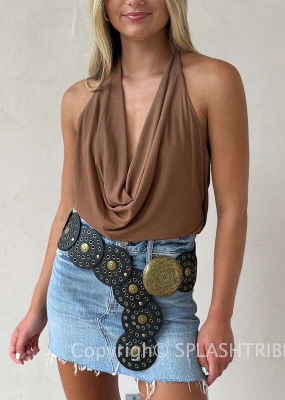 Halter V Neck Back Strap Mesh Top