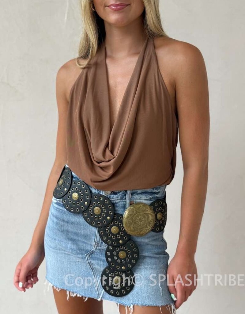 Halter V Neck Back Strap Mesh Top