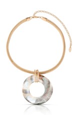 Shell Open Circle Pendant Flex Chain Necklace G