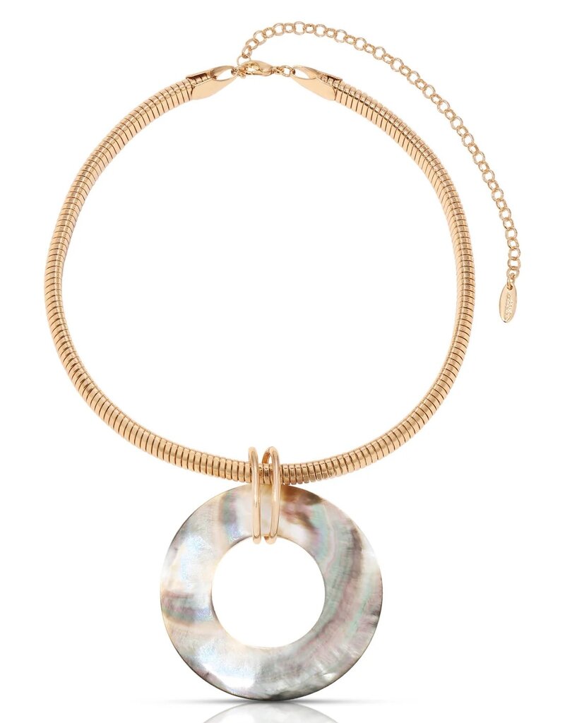 Shell Open Circle Pendant Flex Chain Necklace G