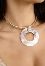 Shell Open Circle Pendant Flex Chain Necklace G