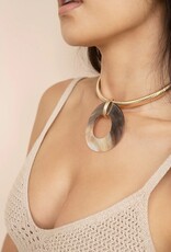 Shell Open Circle Pendant Flex Chain Necklace G
