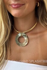 Shell Open Circle Pendant Flex Chain Necklace G