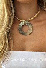 Shell Open Circle Pendant Flex Chain Necklace G