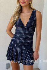 Polka Dot Ruched Bodice Mini Dress