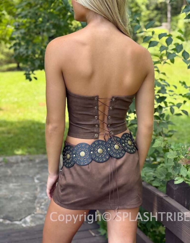 Western Faux Leather Mini Skirt with Built In Shorts