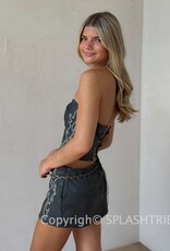 Western Faux Leather Mini Skirt with Built In Shorts