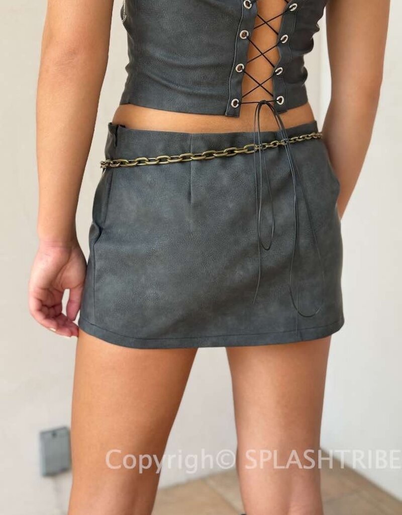 スカート sculptor western faux leather micro skir Western Faux Leather Micro Skirt Black – Sculptor