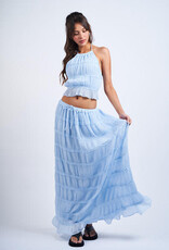 Tiered Crinkle Top and Maxi Skirt Set