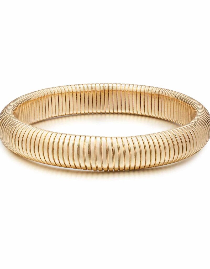 Golden Hour Flex Snake Chain Stretch 12mm Bracelet O/S Gold Tone