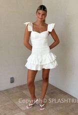 Solid Ruffle Shoulder Tiered Mini Dress