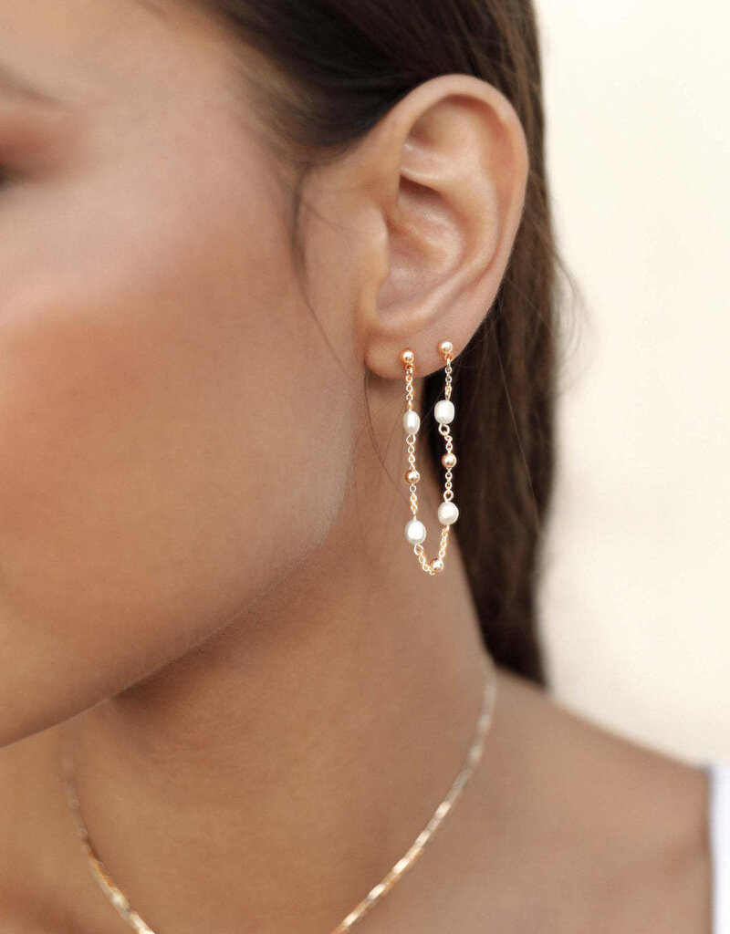Double Piercing Freshwater Pearl Earring G