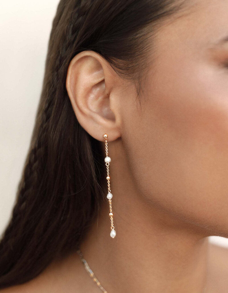 Double Piercing Freshwater Pearl Earring G