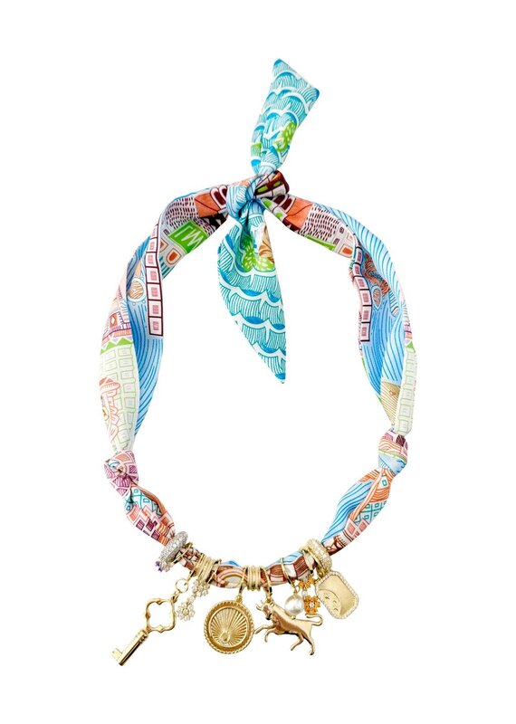 Tate Multi Charm Scarf Necklace