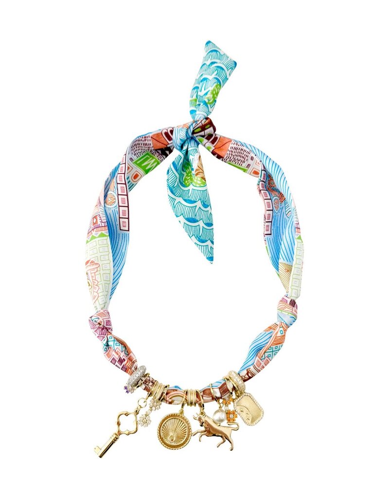 Tate Multi Charm Scarf Necklace