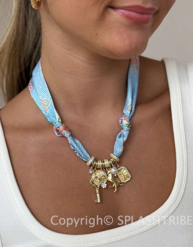 Tate Multi Charm Scarf Necklace