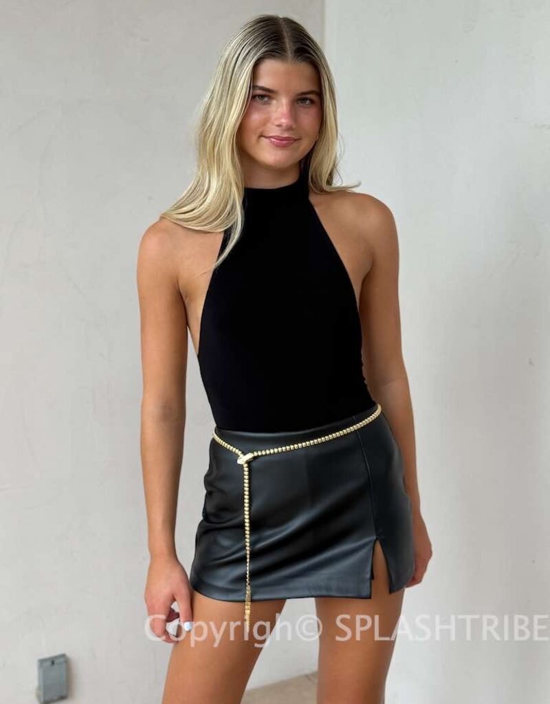 Mock Neck Open Back Bodysuit