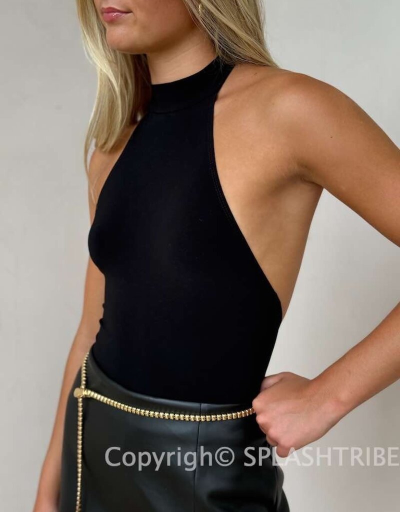 Mock Neck Open Back Bodysuit