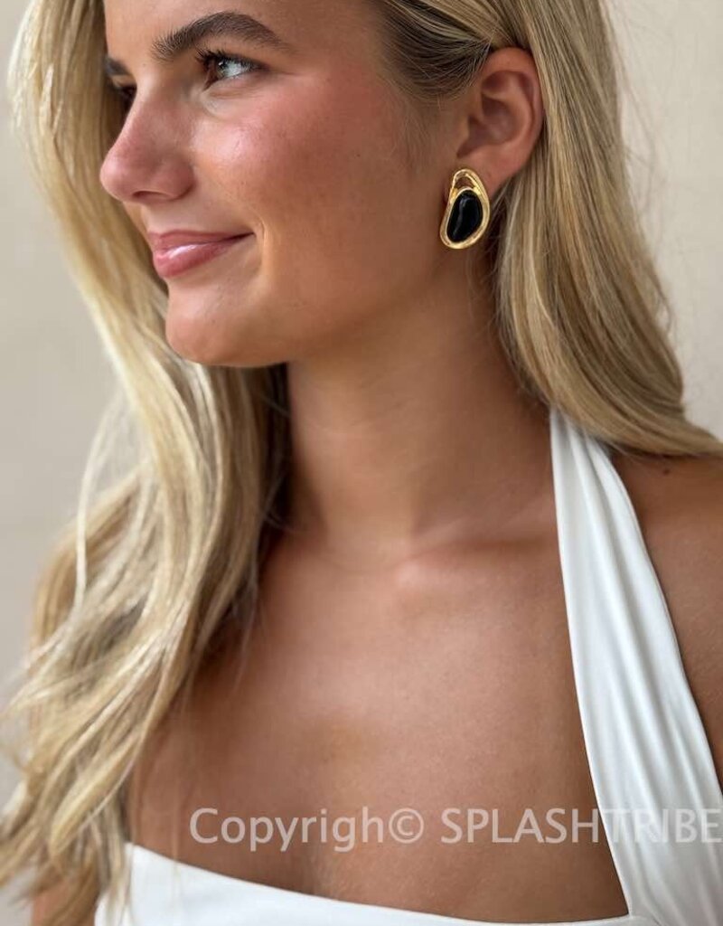 Valia Stud Earrings Gold/Black