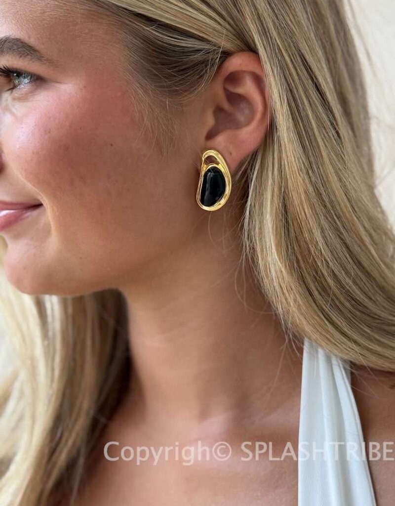 Valia Stud Earrings Gold/Black