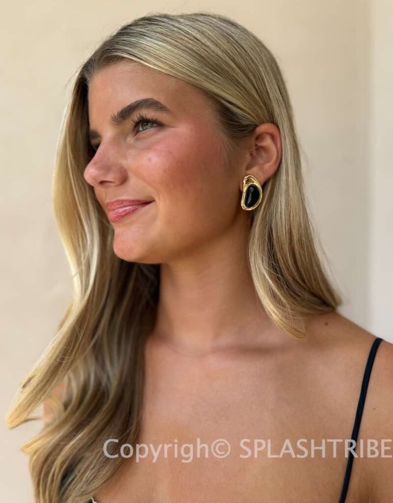 Valia Stud Earrings Gold/Black