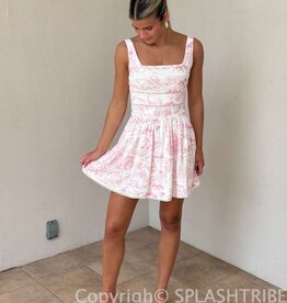 Toile Square Neck Mini Dress