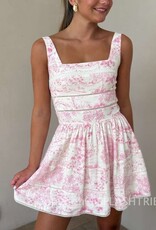 Toile Square Neck Mini Dress