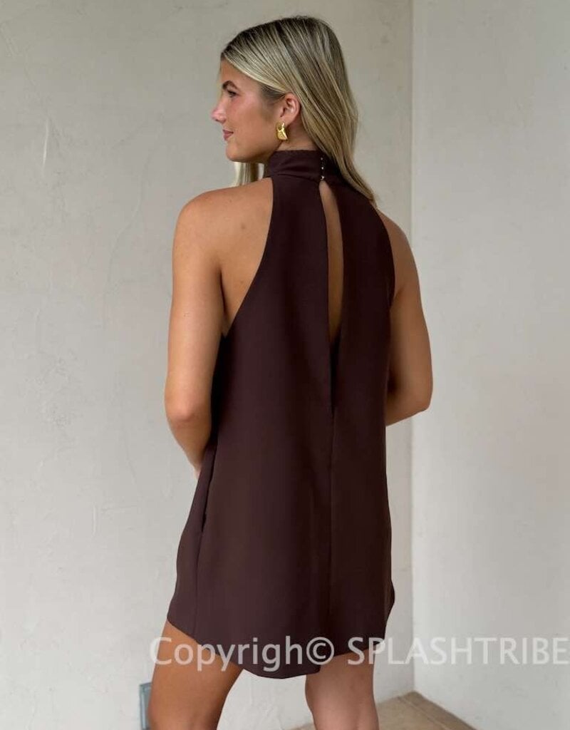 High Neck Sleeveless Mini Dress