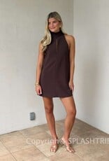 High Neck Sleeveless Mini Dress