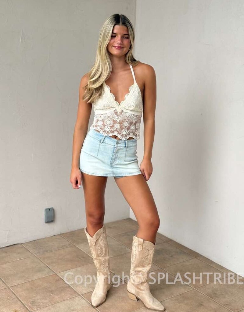 Light Wash Denim Micro Mini Skort