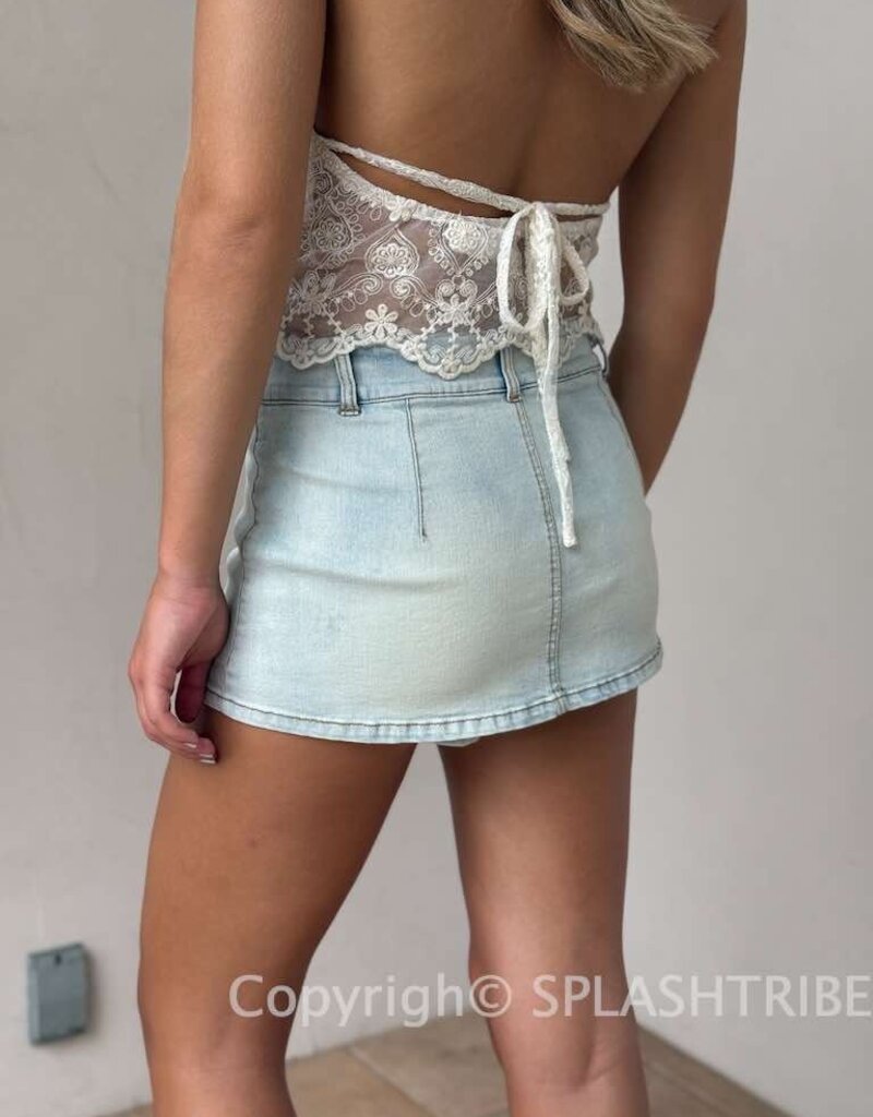 Light Wash Denim Micro Mini Skort