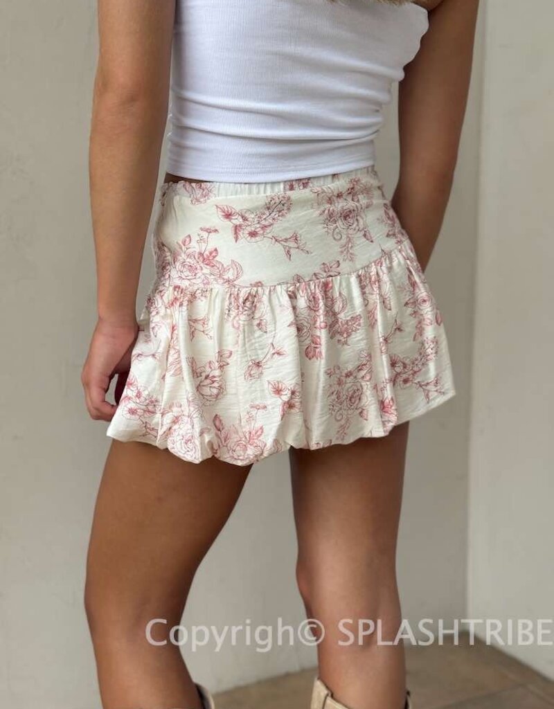Floral Bubble Mini SKirt With Built In Shorts