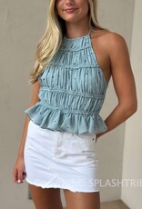 Backless Halter Polka Dot Top