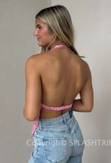 Sequin Plunging Halter Top