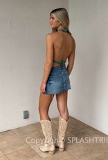 Sequin Plunging Halter Top
