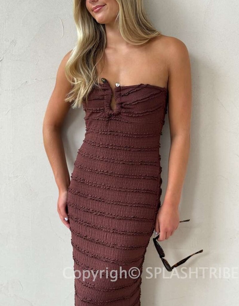 Textured Strapless Maxi Dress