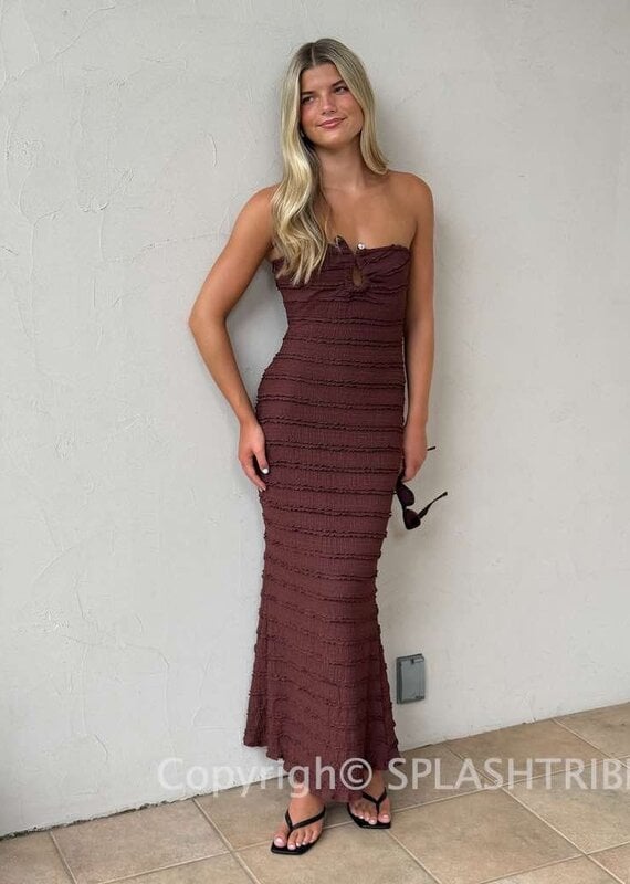 Textured Strapless Maxi Dress