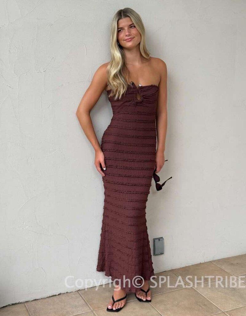 Textured Strapless Maxi Dress