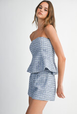 Fit and Flare Tweed Tube Top and Short Set