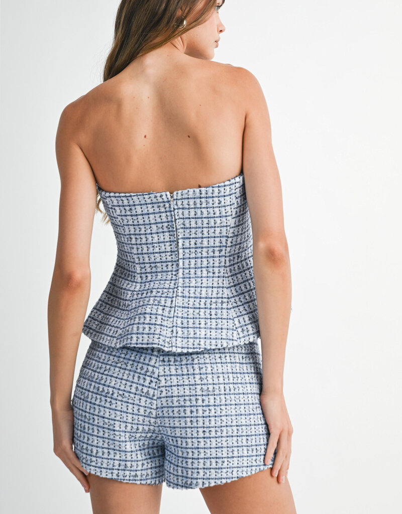 Fit and Flare Tweed Tube Top and Short Set