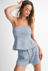 Fit and Flare Tweed Tube Top and Short Set
