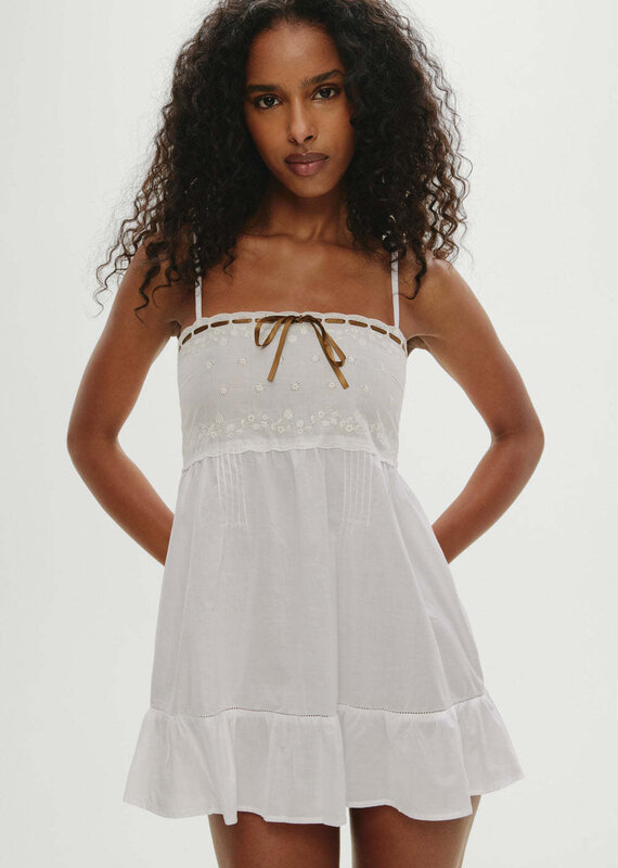 Frankies Bikinis Paris Cotton Babydoll Mini Dress
