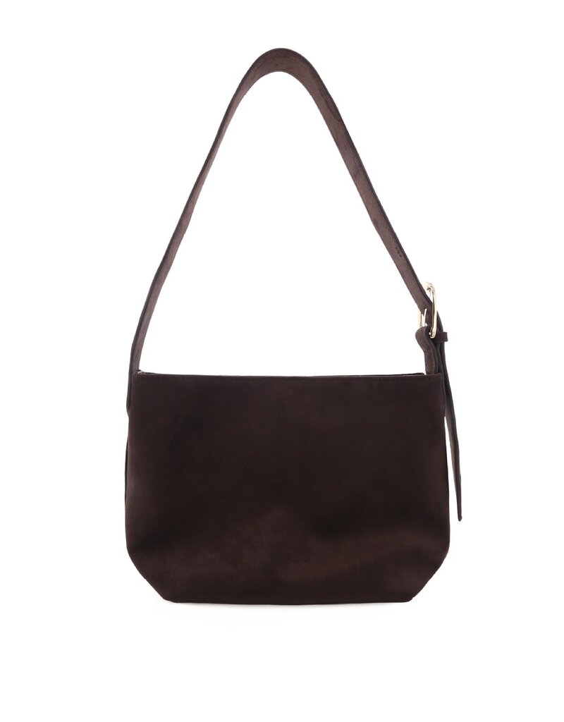 Billini Freya Shoulder Bag Dark Cacao Brown Suede
