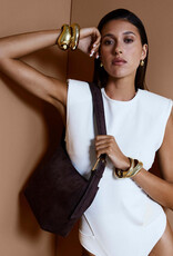 Billini Freya Shoulder Bag Dark Cacao Brown Suede