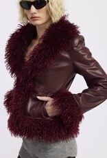 Fur and Faux Leather Mixed Media Jacket