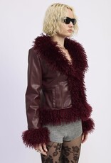 Fur and Faux Leather Mixed Media Jacket