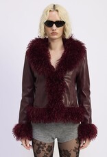 Fur and Faux Leather Mixed Media Jacket